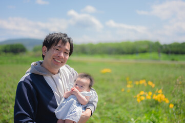 Fototapeta premium 父と子と綺麗な空
