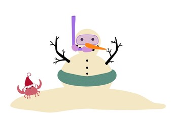 Christmas on the beach snowman for gifts and wrapping paper and cards and notebooks and kids
