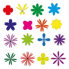icon with different flowers. doodle button with different flowers. Vector illustration. stock image.