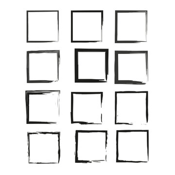 brush squares. Square frame. Edge frame. Vector illustration. stock image.