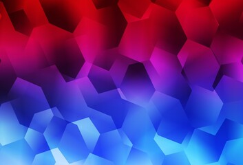 Light Blue, Red vector background with hexagons.
