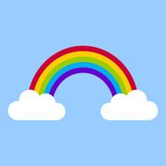 Vector illustration of clouds and rainbow