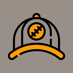 Icon, logo, vector illustration of a baseball cap isolated on gray background. sports hat. sun hat. suitable for sports, accessories and protection.