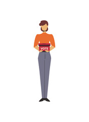 flat woman with vote box