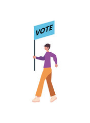 flat man with vote banner