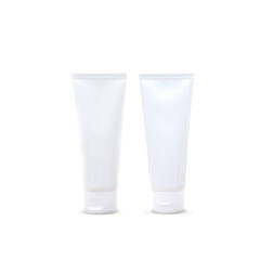 White long tubes have a front and back view surrounded by a white background. Suitable for product samples or demo images for advertisement. Clipping Path..