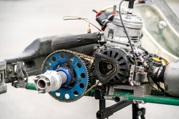 close up professional sport karting car engine motor