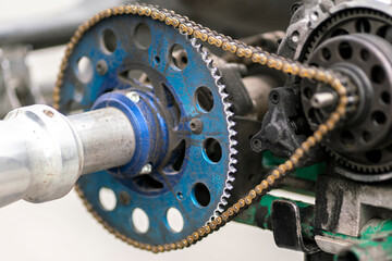 close up professional sport karting car engine motor