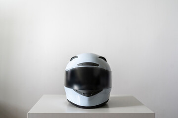 white simple racing helmet for car motorsport use