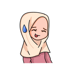 Illustration of a Muslim Kid Girl Wearing Hijab. Vector Illustration