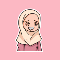 Illustration of a Muslim Kid Girl Wearing Hijab. Vector Illustration