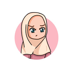 Illustration of a Muslim Kid Girl Wearing Hijab. Vector Illustration