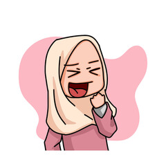 Illustration of a Muslim Kid Girl Wearing Hijab. Vector Illustration