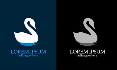 Illustration vector graphics of template logo swimming swans