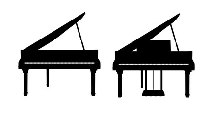 Silhouette Piano icon. Music instrument silhouette. Creative concept design in realistic style. illustration on white background.