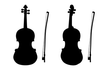 Violin icon. Music instrument silhouette. Creative concept design in  realistic style. illustration on white background. © NoonZK