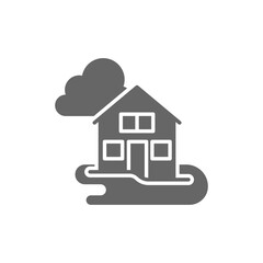 Fototapeta premium Flooded house glyph icon. linear style sign for mobile concept and web design. Flooding disaster glyph vector icon. Symbol, logo illustration. Vector graphics