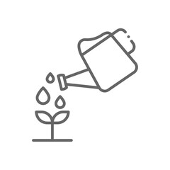 Watering plants outline icon. linear style sign for mobile concept and web design. Garden watering can line vector icon. Symbol, logo illustration. Pixel perfect vector graphics