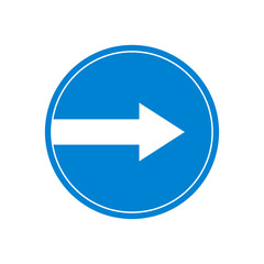 Turn right ahead traffic sign flat icon, vector sign, colorful pictogram isolated on white. Symbol, logo illustration. Flat style design