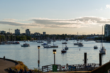 Naklejka premium boats in the harbour False creek Vancouver
