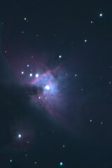 Night sky background with orion nebula on black sky. Astro photo on summer night with soft...