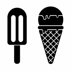 Black silhouette of ice cream and popsicle.