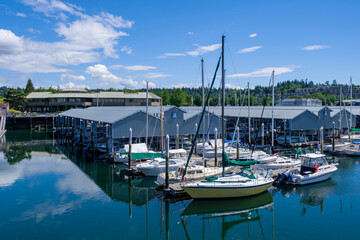 Fototapeta na wymiar Edmond Waterfront marina near Seattle WA.