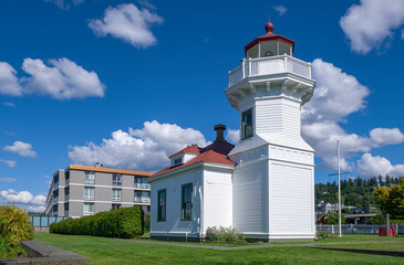 Mukilteo city and lighthouse in Washington state.