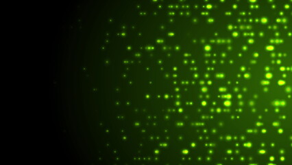 Green neon glowing futuristic particles abstract background