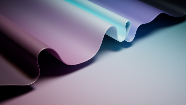 Trendy 3D Gradient Background with Curvy Surface. Purple and Blue Wallpaper with Copy-Space.