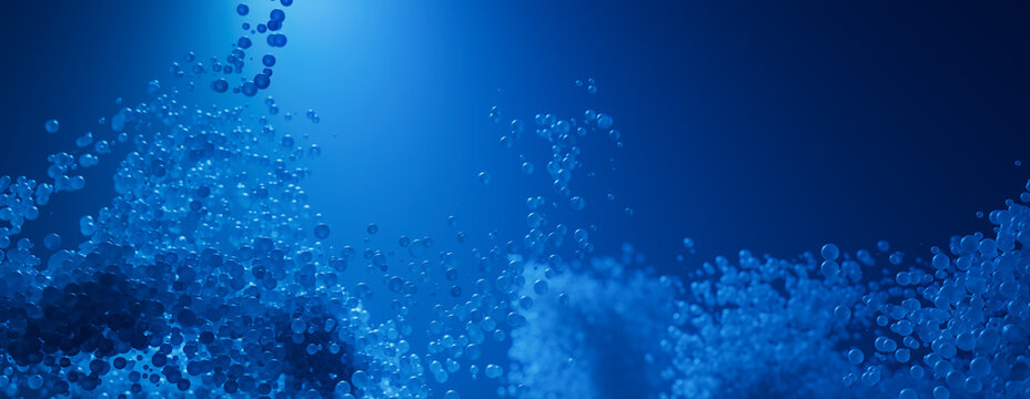 Futuristic Pharmaceutical concept with Blue and Black Atoms.