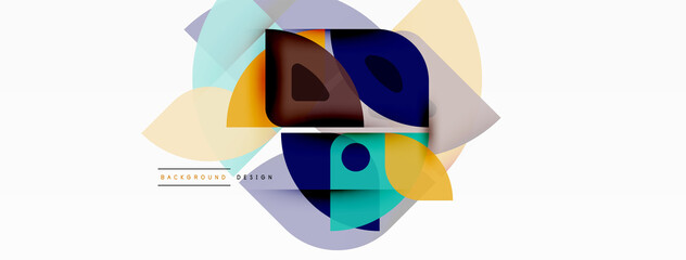 Colorful minimal geometric abstract background. Triangle shape with round elements, circles. Trendy techno business template for wallpaper, banner, background or landing