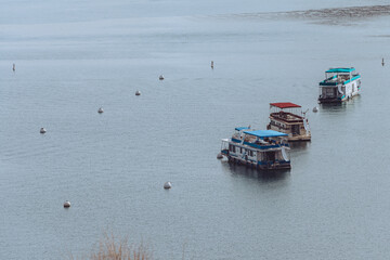 Houseboats on Lake Powell, Arizona, USA.