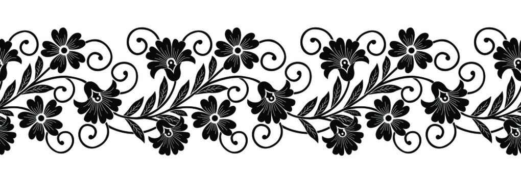 Black and white flower border