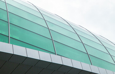 Modern design of the glass and concrete roof dome, architectural construction concept, close-up