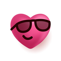 Cute happy heart character wih sunglasses. Happy Valentine's Day illustrations for feeling of love