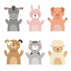 Set of cute pets on a white background. Vector illustration for your design.