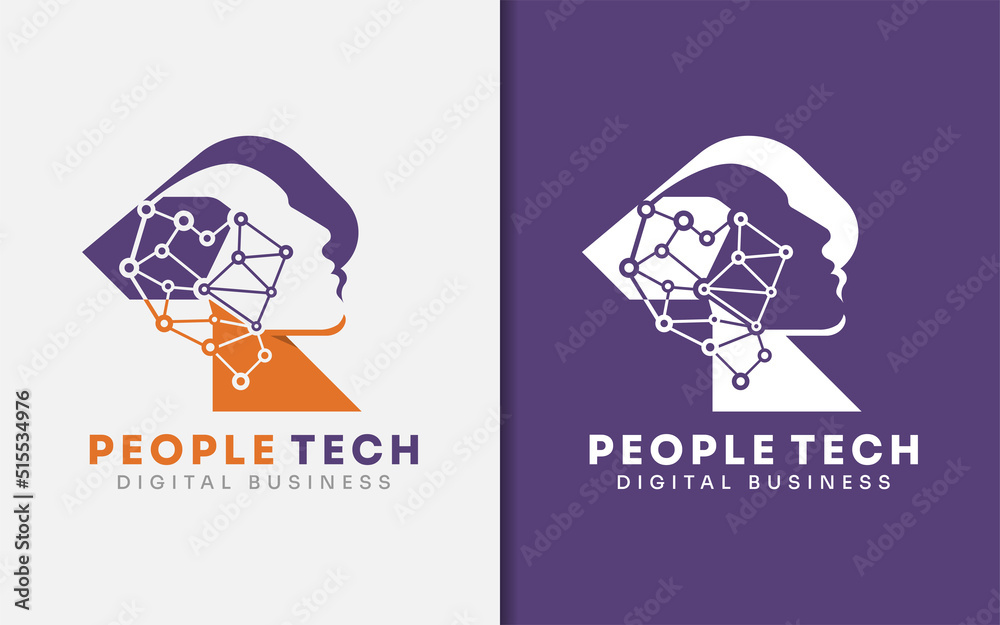 Aufkleber abstract initial letter p monogram logo design with digital people combination style concept. modern