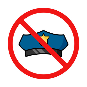 Vector No Police Hat Sign on White Background
