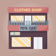 Clothing store fashion shop building cartoon flat vector illustration