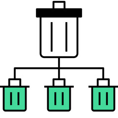 separated bin black thin outline icon