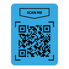Scan me QR code design. QR code for payment, text transfer with scan me button. Vector illustration isolated in white background
