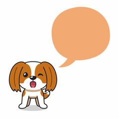 Cartoon character shih tzu dog with speech bubble for design.