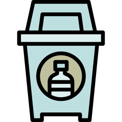 Plastic bin black outline filled color icon