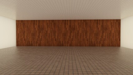 empty room with wooden wall
