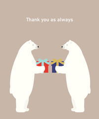 Polar bear with a gift (message cards design)
