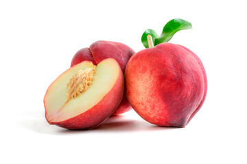 Fresh  peaches  isolated on white background.
