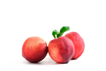 Fresh  peaches  isolated on white background.