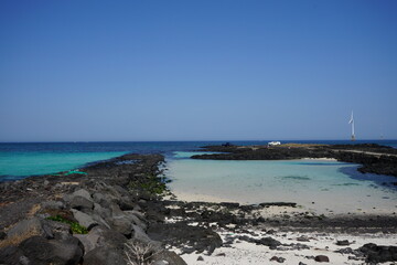 seaside walkway and clear water