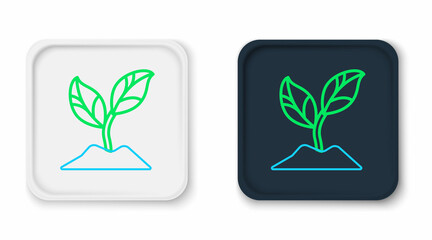 Line Plant icon isolated on white background. Seed and seedling. Leaves sign. Leaf nature. Colorful outline concept. Vector